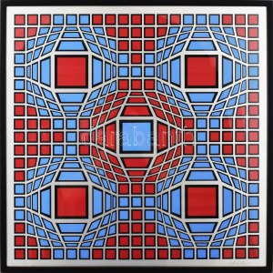 Victor Vasarely (1908-1997): ARG-VIT. Szitanyomat, papír. Jelezve jobbra lent. Hátoldalán számozott: 54/190...