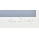 Konok Tamás (1930-2020): Dinamikus struktúrák, 1991. Szitanyomat, papír, jelzett. Számozott: 26/40. 28×28 cm ...