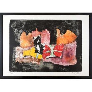 Dús László (1941-): Színes foltok (cím nélkül), 1994. Litográfia, papír, jelzett, számozott (45/45), 65×89 cm ...