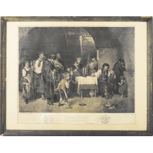 Munkácsy Mihály (1844-1900) festménye után, kőre rajzolta Kollarcz Ferenc (1825-1894): Siralomház. Litográfia, papír...