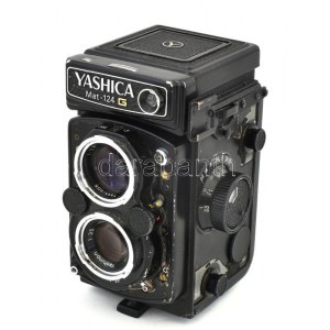 Yashica Mat 124G ikerlencsés reflex fényképezőgép, Yashinon 3,5/80mm objektívvel, eredeti bőr tokjában, elemmel...