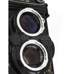 Yashica Mat 124G ikerlencsés reflex fényképezőgép, Yashinon 3,5/80mm objektívvel, eredeti bőr tokjában, elemmel...