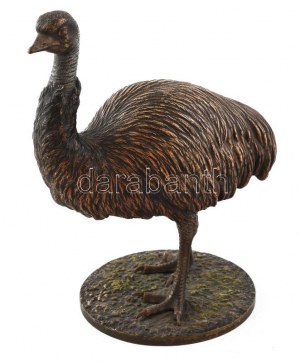 Franz Xaver Bergmann (1861-1936): Emu. Hidegen festett bronz, 1900 körül, jelzett, m: 15,5 cm / Wiener bronze...