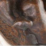 Beszédes János László (1874-1922): Juhász a nyájjal. Öntött patinázott bronz, jelzett...