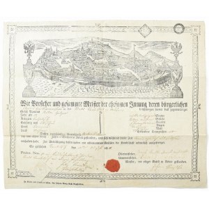 1811 Bruno (Brünn) morva város képével illusztrált, nagyméretű, Trebic-i (Trebitsch...