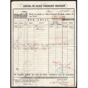 1853 Ausschl. Pr. Kaiser-Ferdinands-Nordbahn vasúti fuvarlevél