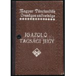 1925 Magyar Tánctanítók Országos Szövetsége Igazoló tagsági jegy Szép állapotú kötésben