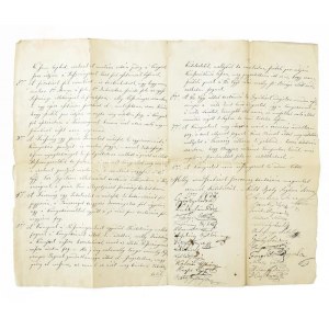 1837 Ipolyság, A Honthi Olvasó Társaság alapszabályai, 1837. dec. 13., hajtott, kissé foltos, kis sérülésekkel, 2 sztl...