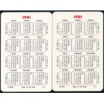 1981 Moszkvai olimpia olimpikonjainak aláírásai 2 db 1981-es kártyanaptáron, közte Kocsis Ferenc (arany, birkózás)...