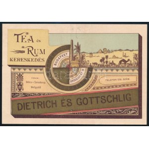 Dietrich és Gottschlig Tea és Rum Kereskedés reklámcédula