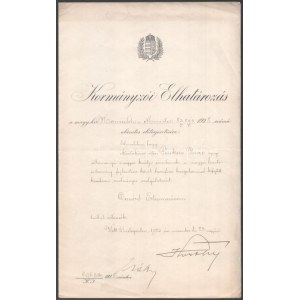 1925 Kormányzói elhatározás: Dicsérő elismerés alsótakácsi vitéz Farkas Imre ny. m. kir. ezredes részére, ...