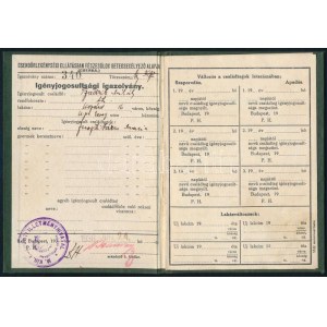 1936 Csendőrlegénységi Ellátásban Részesülők Betegsegélyező Alapja Cserba igazolvány...