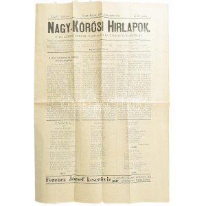 1904 A Nagy-Kőrösi Hírlapok XXIV. évf 47. szám, 6p. benne a város rendezési tervével