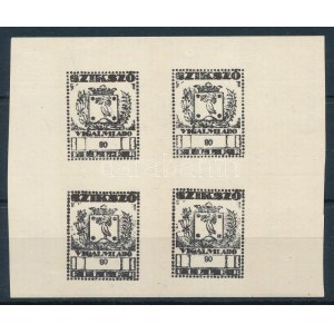 Szikszó vigalmi adó bélyeg 80f próbanyomat négyestömb / proof block of 4