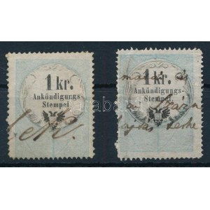 2 x 1kr Hírdetménybélyeg