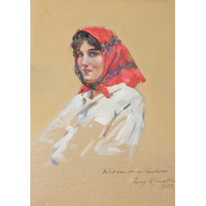Jerzy KOSSAK (1886-1955), Portrét ženy v květovaném šátku (1930)