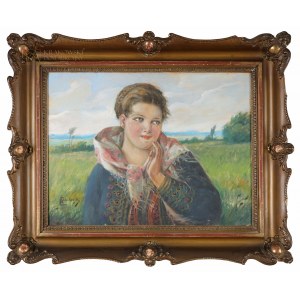Kasper ŻELECHOWSKI (1863-1942), Portret dziewczyny w stroju ludowym