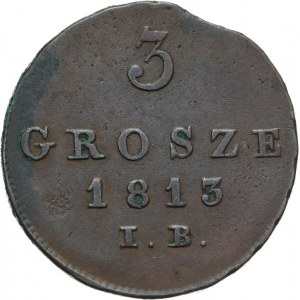 Księstwo Warszawskie 1807-1815, 3 grosze 1813 I.B., Warszawa