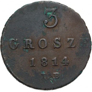 Księstwo Warszawskie 1807-1815, 3 grosze 1814 I.B., Warszawa