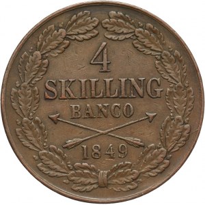 Szwecja, Oskar I, 4 bancoskillings 1849