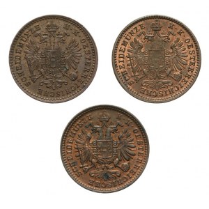 Austria, Zestaw 3 XIX-wiecznych monet miedzianych