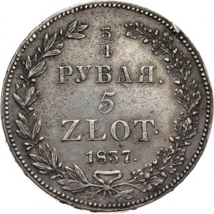 Zabór rosyjski, Mikołaj I 1825-1855, 3/4 rubla - 5 złotych, 1837 Н-Г, Petersburg