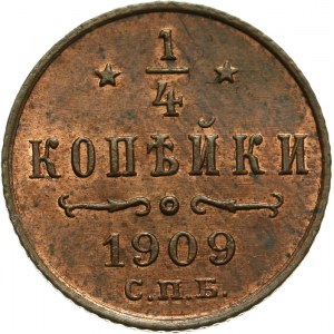 Rosja, Mikołaj II 1894-1917, ¼ kopiejki 1909