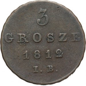 Księstwo Warszawskie 1807-1815, 3 grosze 1812 I.B., Warszawa