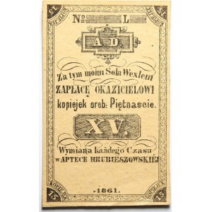 Hrubieszów, Apteka Hrubieszowska, 15 kopiejek srebrem 1861 (1)