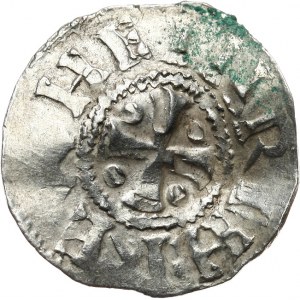 Niemcy, Dolna Lotaryngia - Kolonia, arcybiskupstwo, cesarz Henryk II 1002-1024, denar 1002-1024