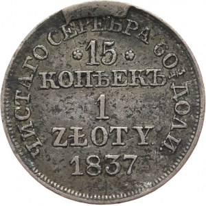 Zabór rosyjski, Mikołaj I 1825-1855, 15 kopiejek = 1 złoty 1837 MW, Warszawa