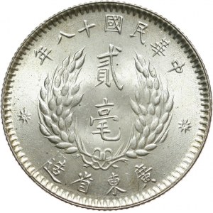 Chiny, Kwang Tung (Guangdong), 20 centów 1929