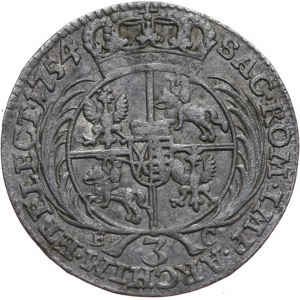 August III Sas 1733-1763, trojak 1754 EC, Lipsk