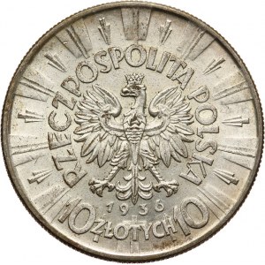 II Rzeczpospolita, 10 złotych 1936, Józef Piłsudski, Warszawa