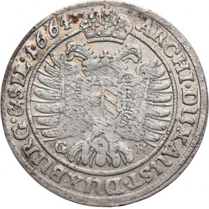 Śląsk, Leopold I 1658-1705, 15 krajcarów 1664 GH, Wrocław