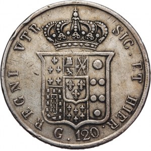 Włochy, Królestwo Sycylii i Neapolu - Ferdynand II 1830-1859, piastra = 120 grana 1857