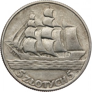 II Rzeczpospolita, 5 złotych, 1936, Warszawa, Żaglowiec