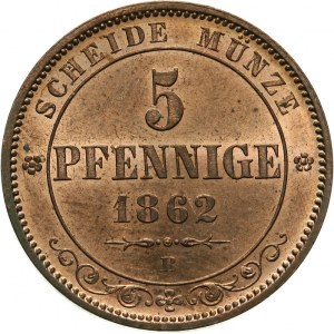 Niemcy, Saksonia, 5 fenigów 1862 B