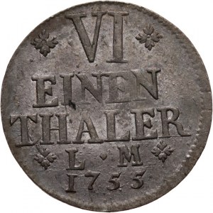 Niemcy, Brunszwik-Wolfenbüttel, Karol I 1735-1780, 1/6 talara, 1755/A.C.B