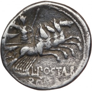 Republika Rzymska, L. Postumius Albinus 131 pne, denar 131 pne, Rzym