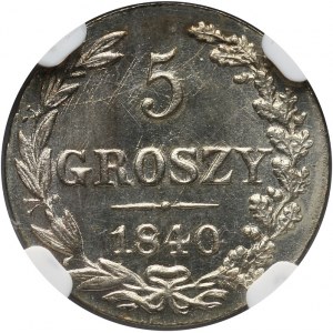 Zabór Rosyjski, Mikołaj I 1825-1855, 5 groszy 1840, Warszawa