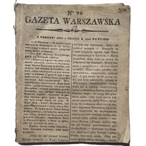 WARSAW NEWSPAPER 1806
