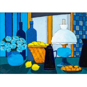 Michal Ostaniewicz, Still life with oil lamp and basket of lemons, 2027