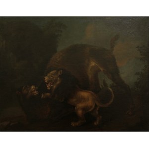 Carl Borromäus Ruthart-beauftragt, Löwe im Kampf gegen ein Kamel