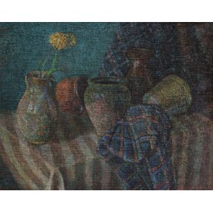 Zdzislaw Salaburski, Still life with clay jugs