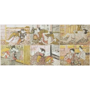 Artysta nieokreślony, japoński (XVIII/XIX w.), Zestaw 6 erotyków japońskich