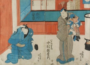 Kunisada I UTAGAWA (1786-1865), Dwie osoby z dzieckiem