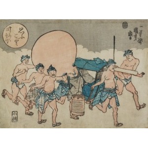 Kuniyoushi UTAGAWA (1797-1861), Bóg szczęścia w lektyce