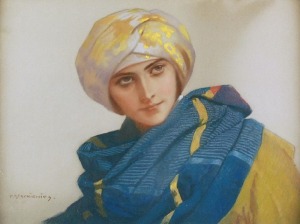 Piotr STACHIEWICZ (1858-1938), Dziewczyna w złocistym zawoju, ok. 1915