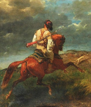Alfred COUVERCHEL (1834-1867), Wyjazd na polowanie, 1863 (?)